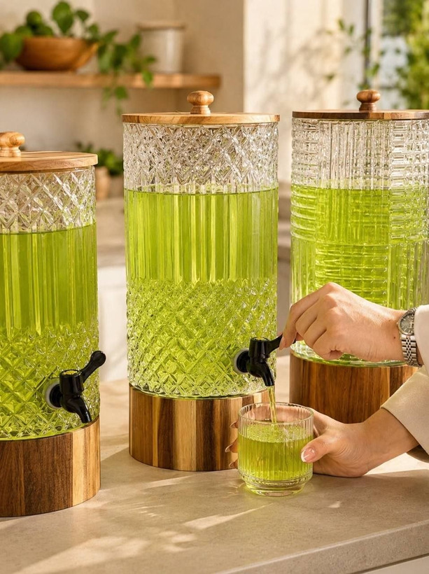کلمن های شیشه ای با پایه چوبی