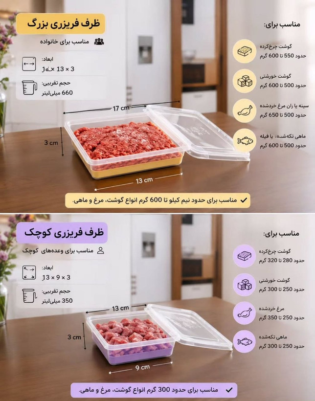 ظروف فریزری ونگهدارنده مواد غذایی