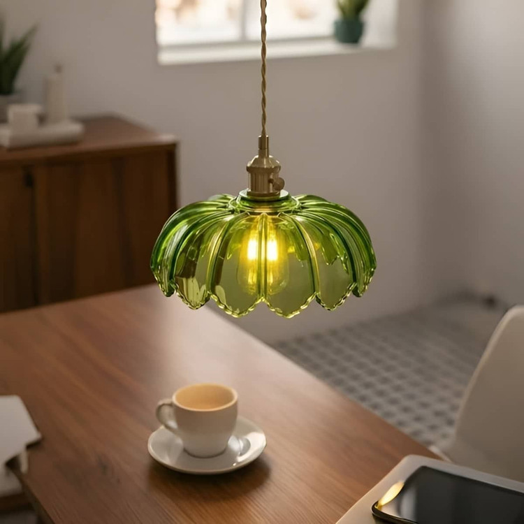 چراغ اویز شیشه ای سبز